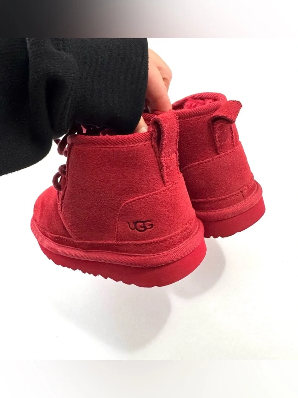 UGG Kids' Toddler Sz 10 Neumel II Chukka Boots Red Suede Cozy Plush Wool Lined